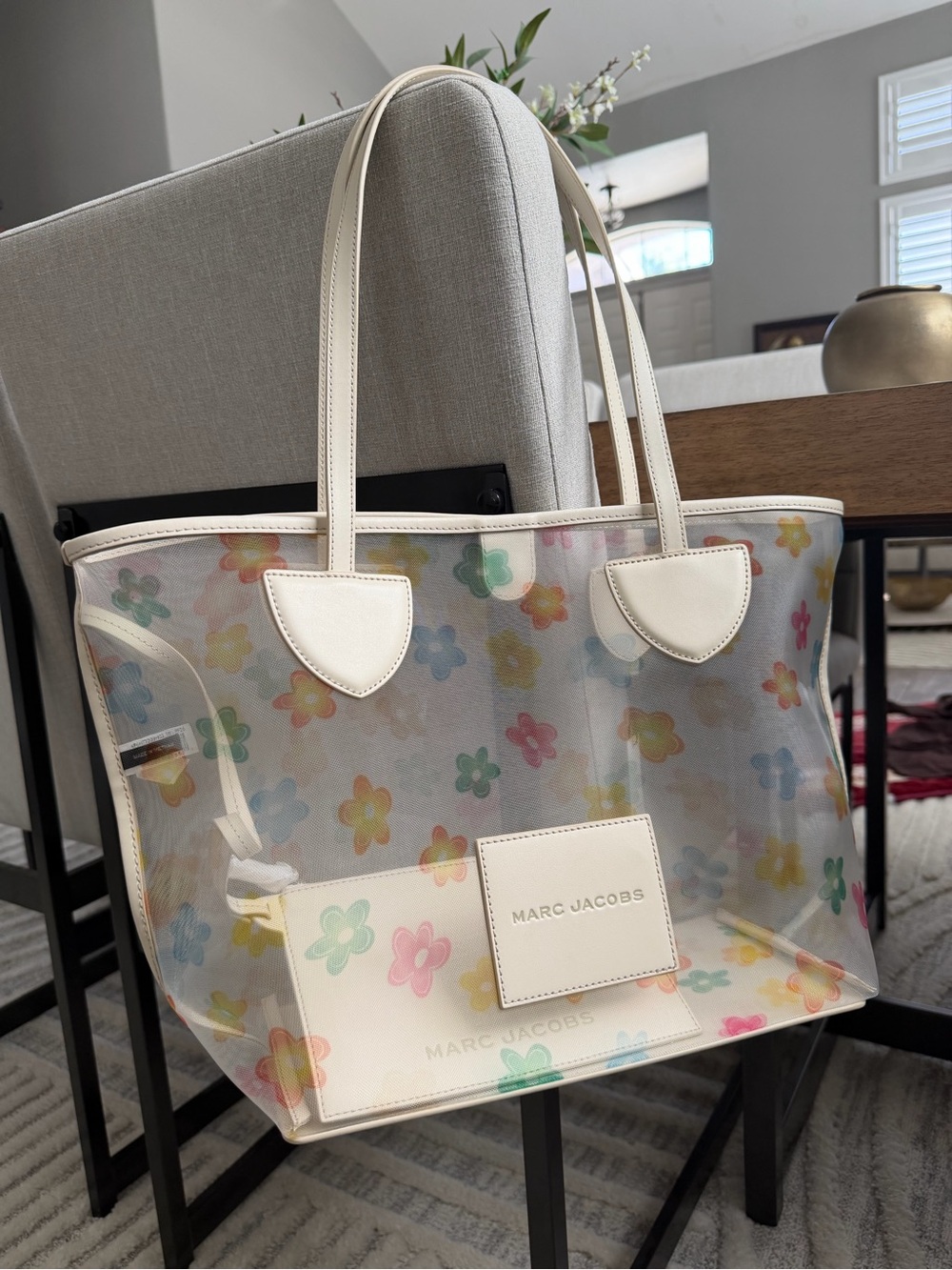Marc Jacobs Clear Floral Tote with White Trim